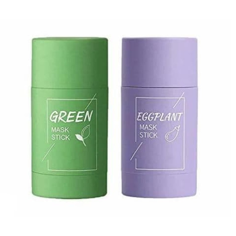 Green Tea & Purple Purifying Clay Stick Mask Eggplant Facial Detox Mud Mask (40g+40g)