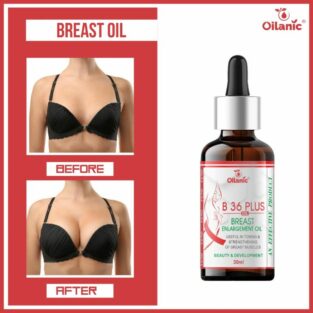 Oilanic 100% Natural B 36 Plus Breast Enlargement Oil - For Firming, Lifting Up, Tightening, Reshaping & Breast Massage Women Pack of 2 Bottle of 30 ML (60ml)