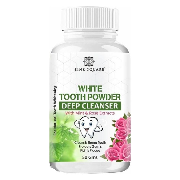 Organic Teeth Whitening White Tooth Powder For Tobacco Stain, Tartar, Gutkha Stain and Yellow Teeth Removal 50 Gm