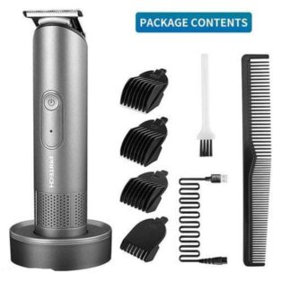 PRITECH pr-2888 IPX5 Washable Barber Hair Clippers Rechargeable Electric Hair Trimmer With LED Indicator Runtime: 60 min Trimmer for Men (Silver)