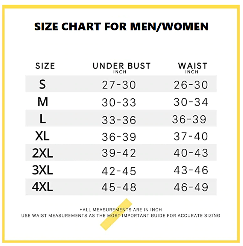 Sweat Belt Size Chart