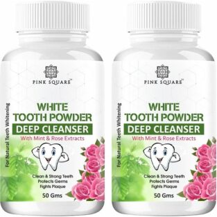 Organic Teeth Whitening White Tooth Powder For Tobacco Stain, Tartar, Gutkha Stain and Yellow Teeth Removal 50 Gm - Pack of 2 (KDB-2285199)