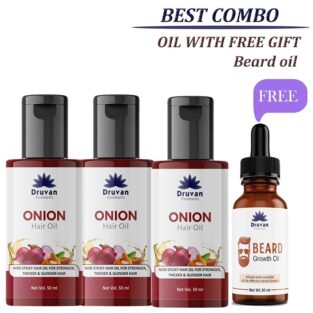 Druvan Cosmetic Onion Hair Oil 50 ml (Pack Of 3) ( Get 50ml Beard Oil Free) (KDB-1614027)