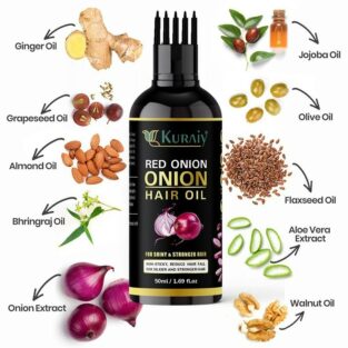 KURAIY Red Onion Black Seed Hair Oil - With Comb Applicator