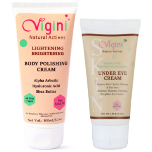 Vigini Body Polishing Cream, Lightening Whitening Moisturizing Polishing Smoother + Under Eye Cream