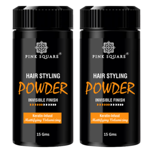 Pink Square Hair Styling Powder, Matte Finish, 24 hrs hold, Natural & Safe Hair Volumizing Powder strong hold Pack of 2 of 15 Gm(30 Gm)