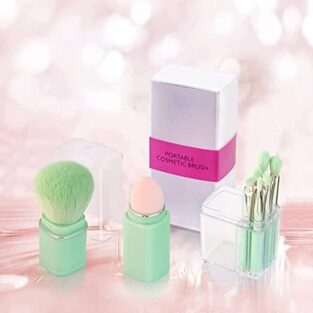 Travel Lip Brush, Eyeshadow Brush, Beauty Sponge, Concealer Brush, Foundation Blending Powder Brushes Set of 8