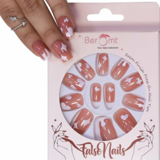 Beromt French Tips Salon Ready Artificial Nails For Women And Girls - BFN218FN