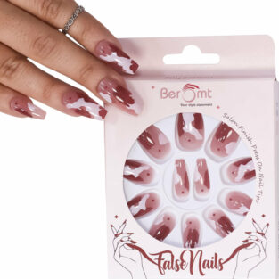 Beromt Press On Nails Set Of Full Fake Nails Printed Salon Ready Beautiful Nails For Women Professionals - BFN729CN