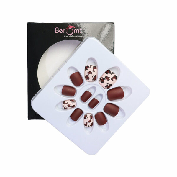 Beromt Animal Print False Nails Set Of Full Fake Nails Acrylic Nails With Beautiful Printed Design - BFN1003APN