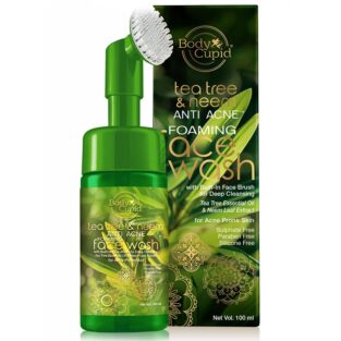Body Cupid Tea Tree and Neem Anti Acne Foaming Face Wash - with built in Brush