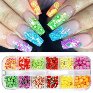 Nail Art Clay Slices 1 Box Colorful Fimos Fruits 12 Designs & Shapes Multicolor