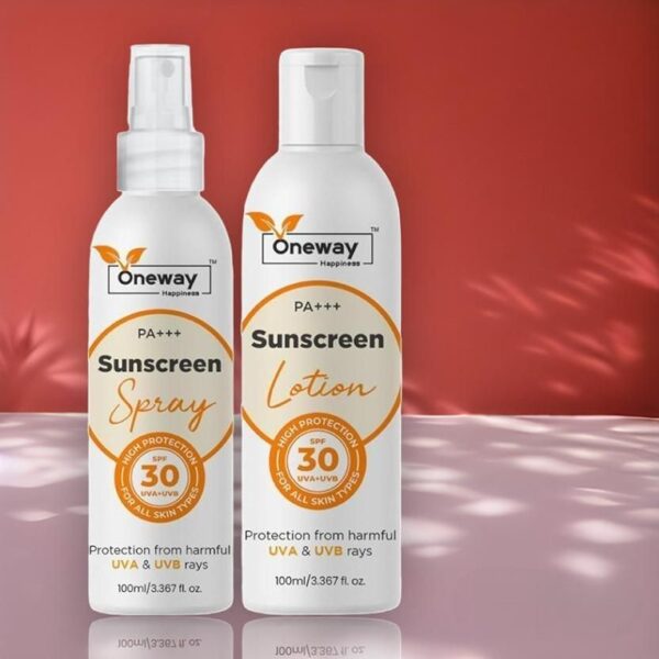 Oneway Happiness Sunscreen Spray (100 ml) with Lotion (100ml) Combo pack