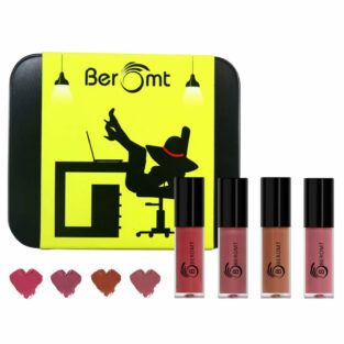 Beromt Mini Matte Lipstick Office Collection Kiss Proof Smudge Proof Waterproof Super Stay Long Lasting For Women (Set of 4) - 01 - BOMC01