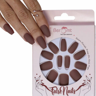 Beromt False nails Oval Nails False Round Nails Full Cover Artificial Press on Nails Natural 12 Sizes with Box and adhesive tabs Coffin - BFN447MSN