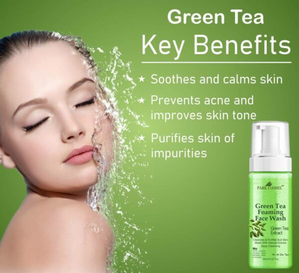 PARK DANIEL Natural Green Tea Foaming Face Wash  For Deep Cleansing Combo of 2 150 ML(300 ML) Face Wash (300 ml) - Image 3