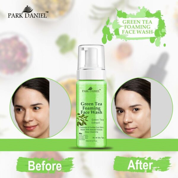 PARK DANIEL Natural Green Tea Foaming Face Wash  For Deep Cleansing Combo of 2 150 ML(300 ML) Face Wash (300 ml) - Image 2