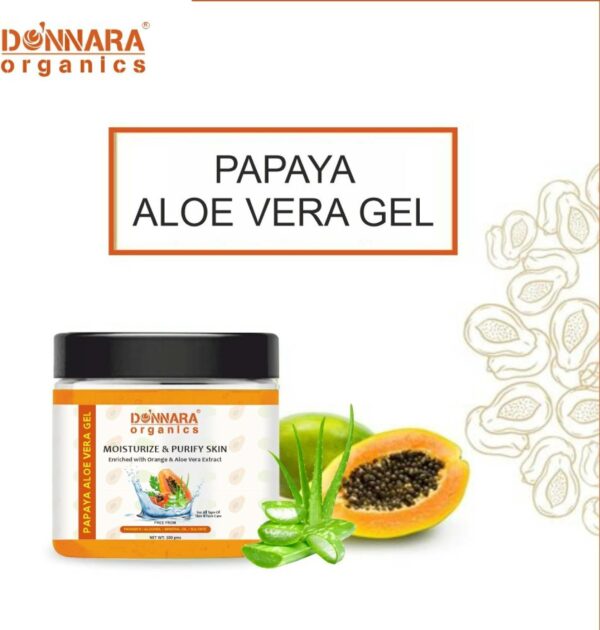 Donnara Organics Papaya Aloe Vera Gel For Even Tone Skin Pack of 2 of 100 gms (200 g) - Image 3