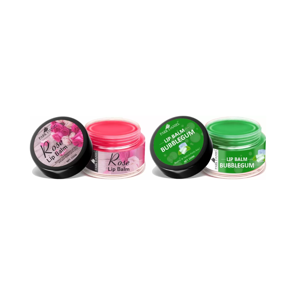 PARK DANIEL Rose & Bubble Gum Lip Balms For Chapped Lips Pack 2 of ...