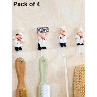 Cartoon Hooks - Chef Sticky Hook Clothes Coat Hat Hanger Kitchen Bathroom Rustproof Towel Hooks