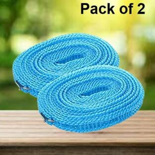 Clothesline - Windproof Anti-Slip Clothes Washing Line Drying Nylon Rope with Hooks