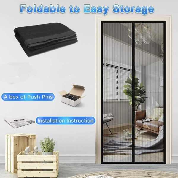 Mosquito Door Curtain - Mesh Screen Net Home Magnetic Foldable Anti Mosquito Door Curtain (STY-1598145) - Image 4