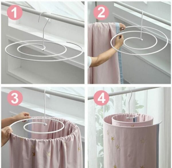 Scale Round Bed Sheet Drying Rack Laundry Hanger for Bed Sheet, Blanket, Mattress, and Towel, White, Iron (STY-201238604) - Image 6