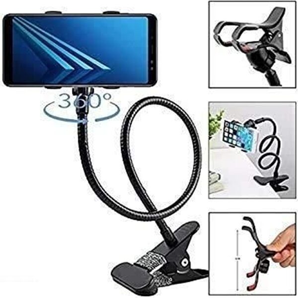 Lazy Stand Mobile Phone Mount Super Flexible Durable Strong Grip Stand 360 Degree Rotation- (Black) (STY-2391311) - Image 5