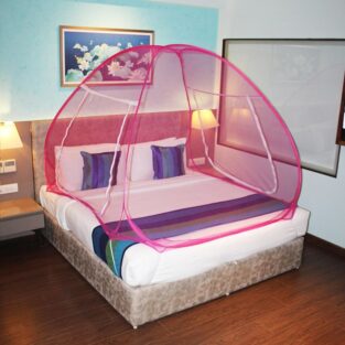 Mosquito Net Foldable Double Bed Net King Size - Pink