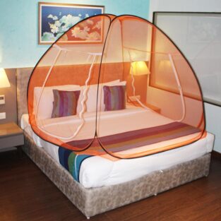 Mosquito Net Foldable Double Bed Net King Size - Orange and Black