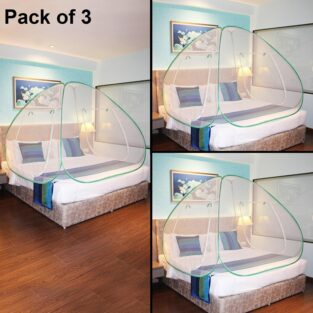 Mosquito Net Foldable Double Bed Net King Size Pack Of 3 - Green