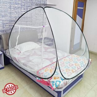 Mosquito Net - Polyster Foldable for Adult Single Mosquito Net, White and Black