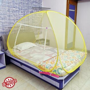 Mosquito Net - Polyster Foldable for Adult Single Mosquito Net, Yellow