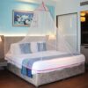 Mosquito Net - for Double Bed, King-Size, Round Ceiling Hanging Foldable Polyester Net, White And Pink