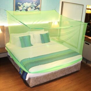 Mosquito Net - for Double Bed, King-Size, Square Hanging Foldable Polyester Net, Green
