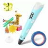 3D Printing Pen with LCD for 3D Drawing, Doodling, Arts, Crafts, Model Making with 3 Piece 1.75mm ABS Filament Refills (Blue) 3D Printer Pen