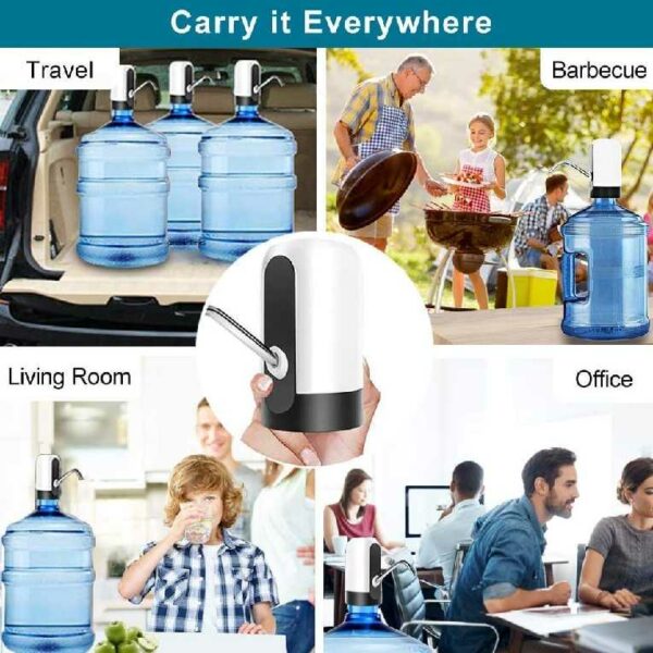 Heavy Duty Automatic USB Charging Wireless Water Can Dispenser Pump for upto 25 Litre Universal Bottle Can (Medium- Black/White) (STY-39955) - Image 4