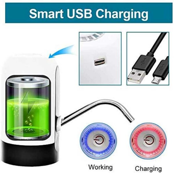 Heavy Duty Automatic USB Charging Wireless Water Can Dispenser Pump for upto 25 Litre Universal Bottle Can (Medium- Black/White) (STY-39955) - Image 7