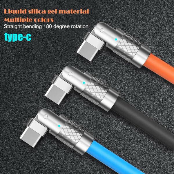 120w 6a Super Fast Charging Cable Usb To Iphone & Type C To Type C 180’ Rotatable Cord Cable (STY-300449590) - Image 6