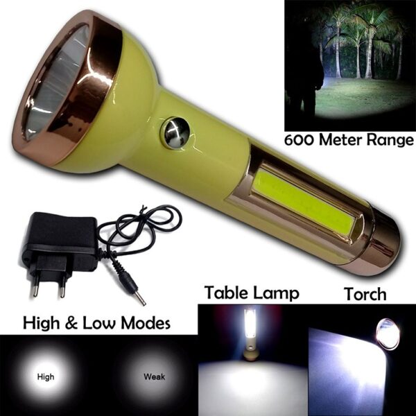 Flashlight Torch - Waterproof LED Rechargeable 2in1 600 Meter Range 2 Mode Flashlight Torch (STY-2313106) - Image 4