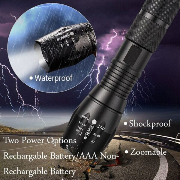 Flashlight Torch - Waterproof LED Rechargeable 500 Meter Zoomable Long Beam 5 Mode 20W Flashlight Torch (STY-2313097) - Image 2