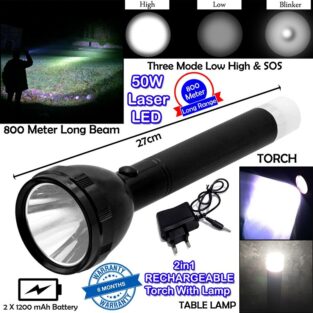 Flashlight Torch - Waterproof Laser LED Rechargeable 2in1 700 Meter Range 4 Mode Flashlight Torch