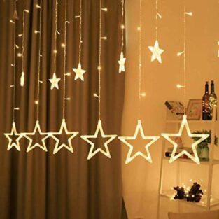 12 Stars LED Curtain String Lights Window Curtain Led Lights (Warm White)