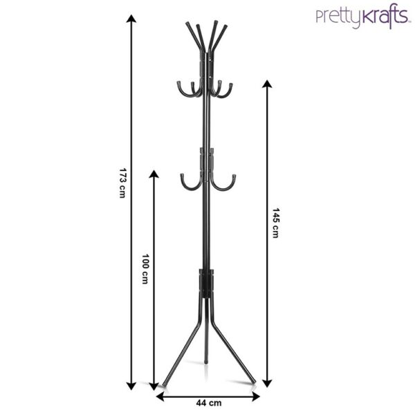 6 Hook Coat Hanger Clothes Stand Hanging Pole Wrought Iron Rack Standing Shelf Unit for Home, Bedroom Space - Image 3