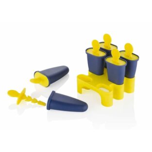 6 pcs Homemade Reusable Ice Kulfi Lolly Moulds Tray with Sticks (Blue/Yellow)