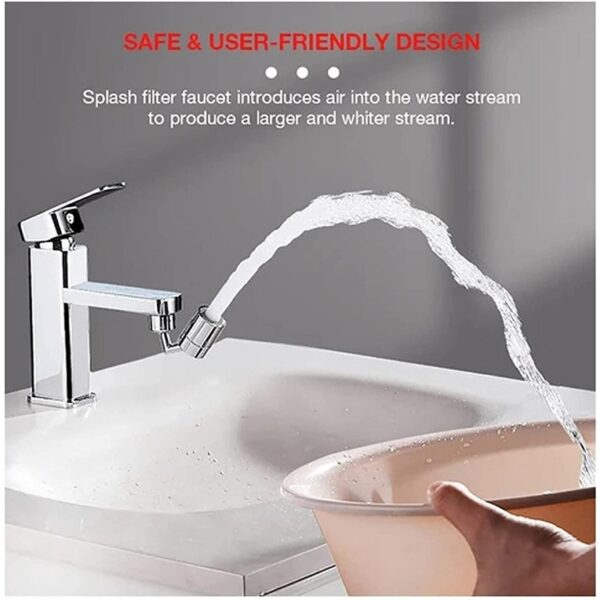 720 Degree Large Angle Swivel Filter Faucet Splash Prevention Filter Universal Faucet Aerator with 4 Layer Mesh Filter Wasserhahn - Image 3