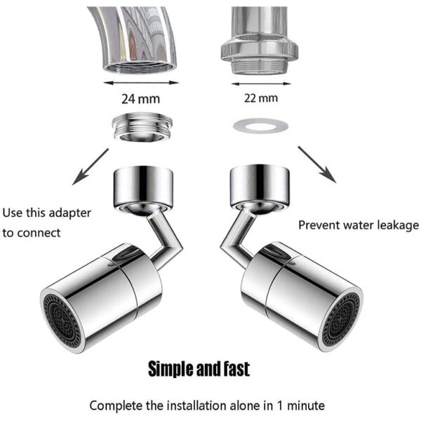 720 Degree Large Angle Swivel Filter Faucet Splash Prevention Filter Universal Faucet Aerator with 4 Layer Mesh Filter Wasserhahn - Image 5