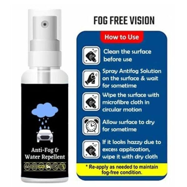 Antifog Spray- Rain Repellent for Motorcycle Visors Car Windshield Side View Safety Glasses (50 ML ) (KDB-2362245) - Image 6