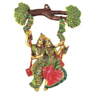 Colourful Radha Krishna Jhula Figure for Wall Hanging Showpiece