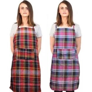 Cotton Checkered Kitchen Apron (Pack of 2)